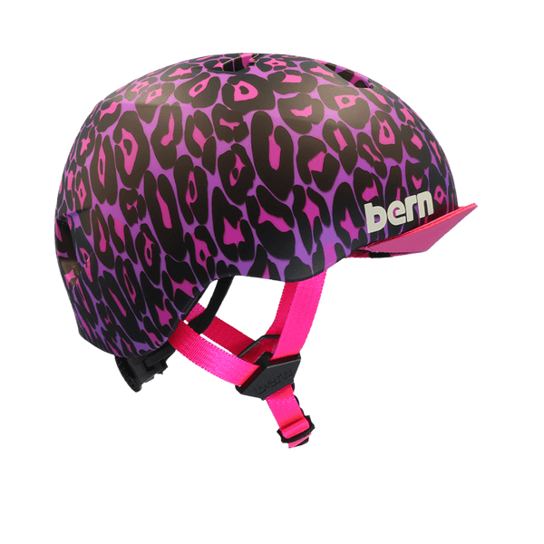 Bern Bern Nina DVRT Kids Helmet - Matte Purple Leopard