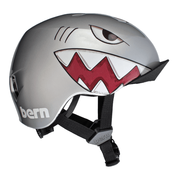 bern Bern Nino DVRT Youth Helmet - Metallic Silver Shark Bite