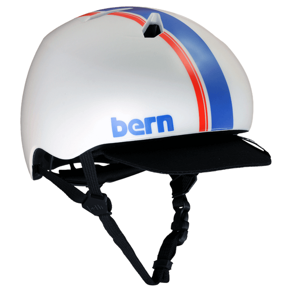 Bern Bern Nino DVRT Youth Helmet - Satin White Racing Stripe