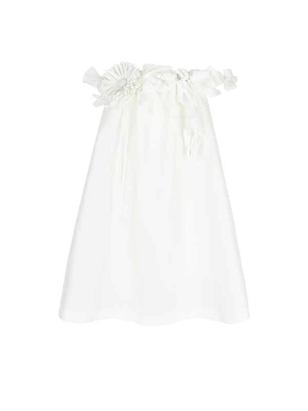 bernadette Dress Tan 3D Bouquet