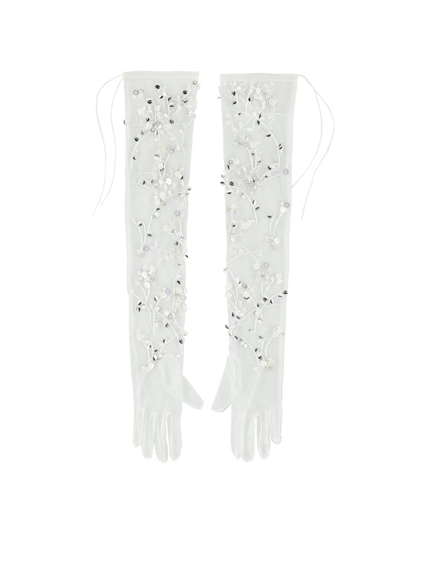 Bernadette Hand-embroidered Long Gloves