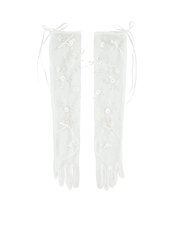 Bernadette Hand-embroidered Long Gloves