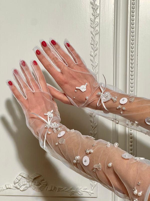 Bernadette Hand-embroidered Long Gloves