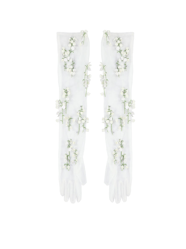 Bernadette Hand-embroidered Long Gloves