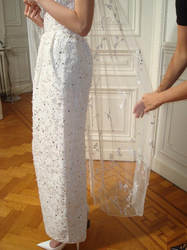 Bernadette Hand-embroidered Long Veil