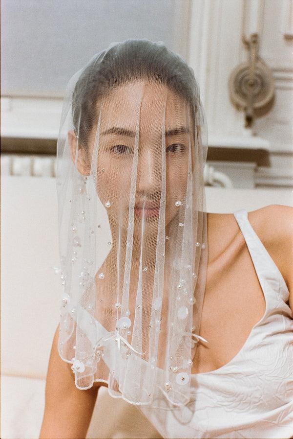 bernadette Hand-Embroidered Short Veil