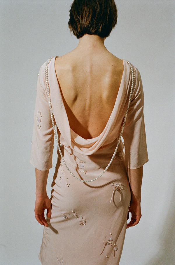 Bernadette Midi Dress Pearl Embroidered