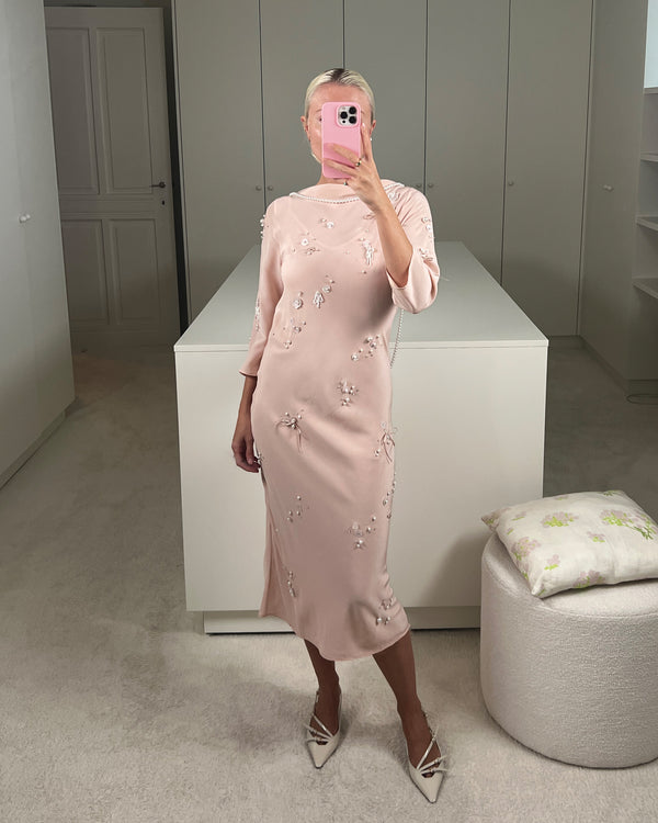 Bernadette Midi Dress Pearl Embroidered