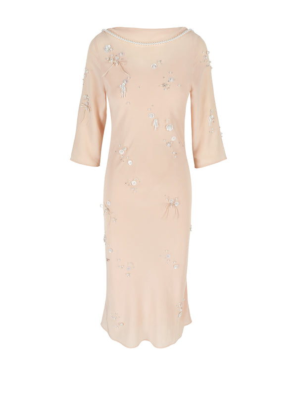 Bernadette Midi Dress Pearl Embroidered