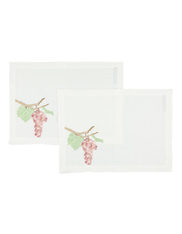 Bernadette Set Of 2 Hand-Embroidered Placemats
