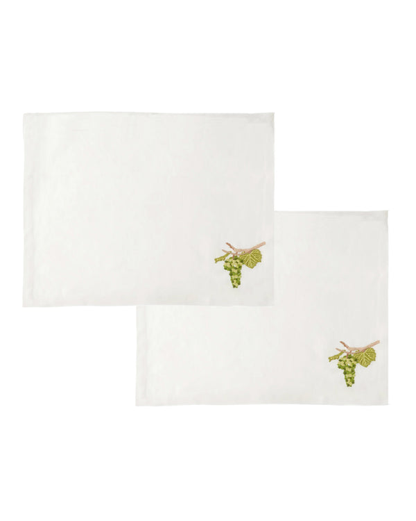 Bernadette Set Of 2 Hand-Embroidered Placemats