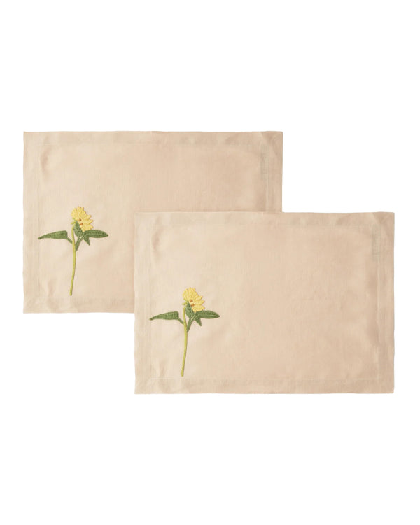 Bernadette Set Of 2 Hand-Embroidered Placemats