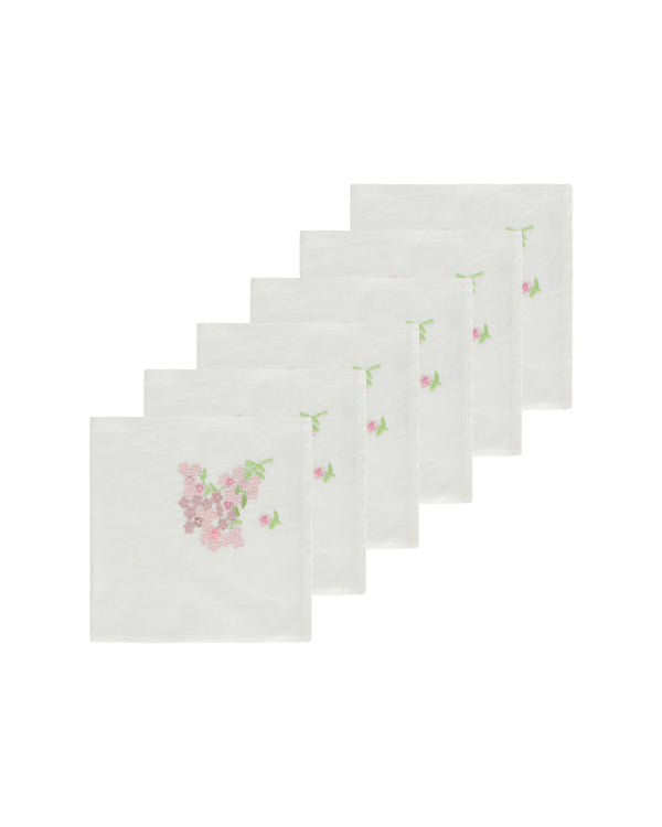 Bernadette Set Of 6 Hand-Embroidered Napkins
