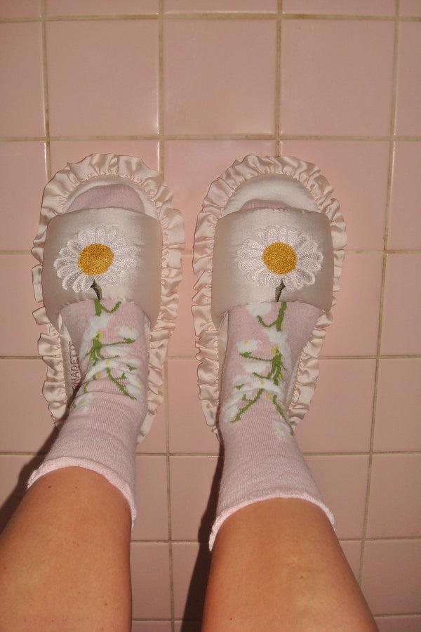 bernadette Silk Daisy Slippers