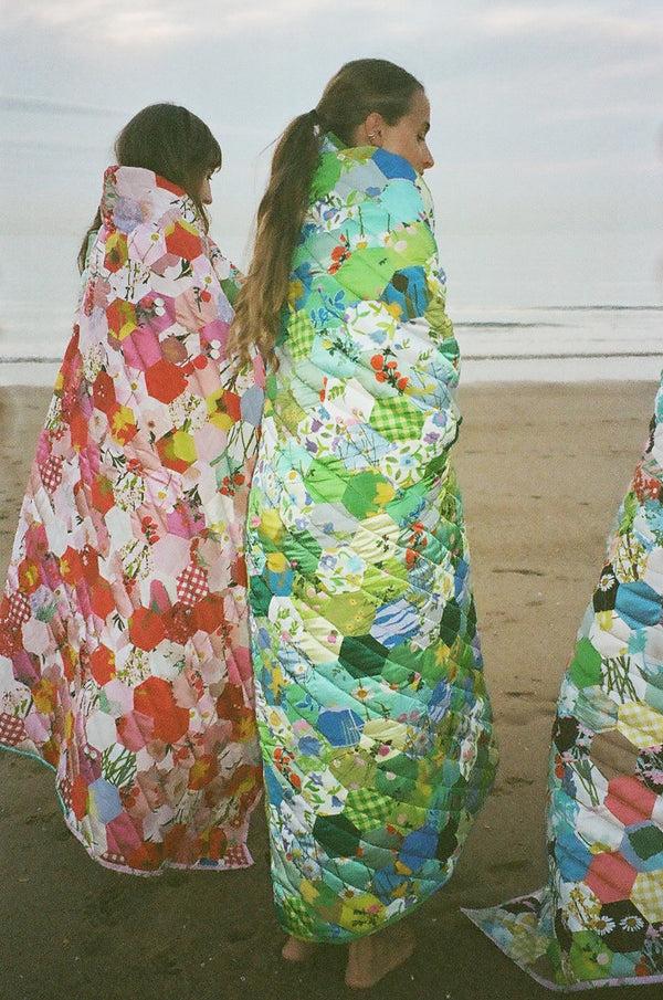 bernadette Upcycled Quilt - Greens & Blues