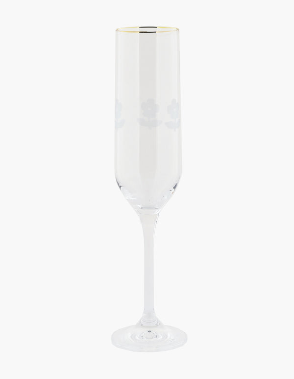 Bernadette Set Of 6 Little Flower Engraved Champagne Glasses