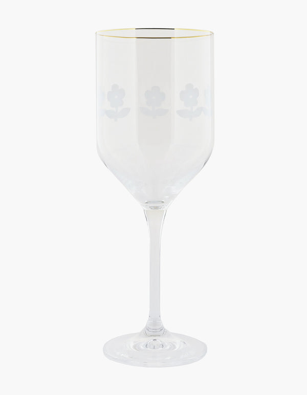 Bernadette Set Of 6 Little Flower Engraved Wine Glasses