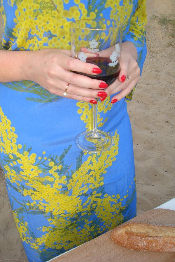 bernadette Set of 6 Little Flower Engraved Wine Glasses