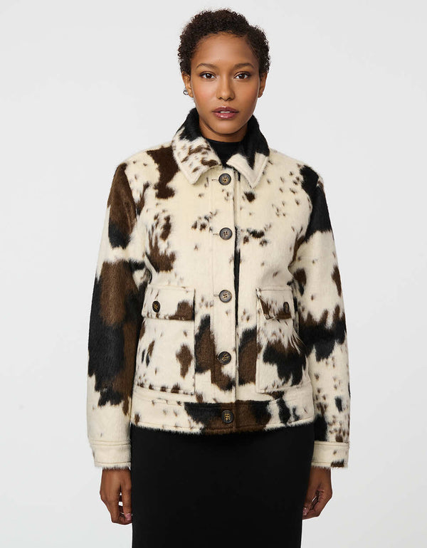Bernardo Dakota Cow Print Jacket