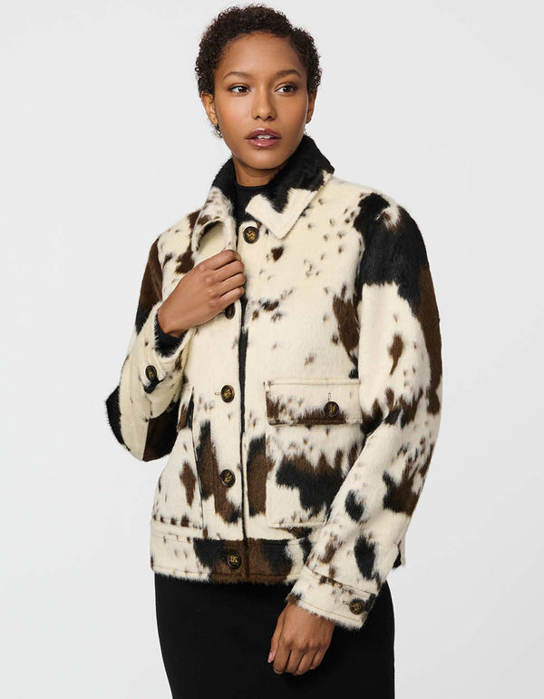 Bernardo Dakota Cow Print Jacket