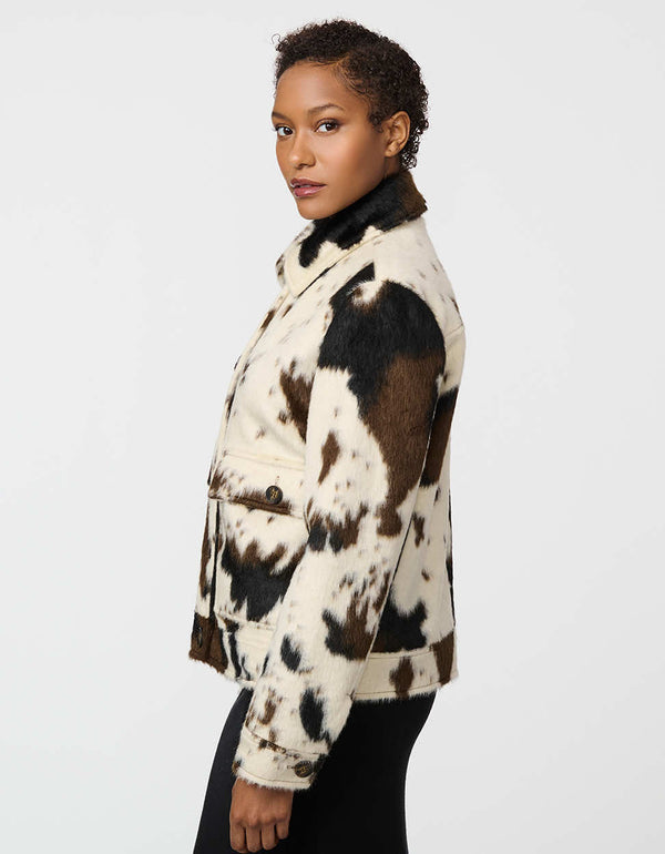 Bernardo Dakota Cow Print Jacket