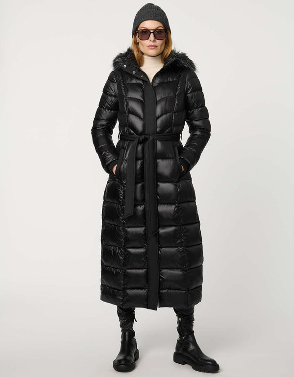 bernardo Jetsetter Vegan Fur Trim Long Puffer Coat