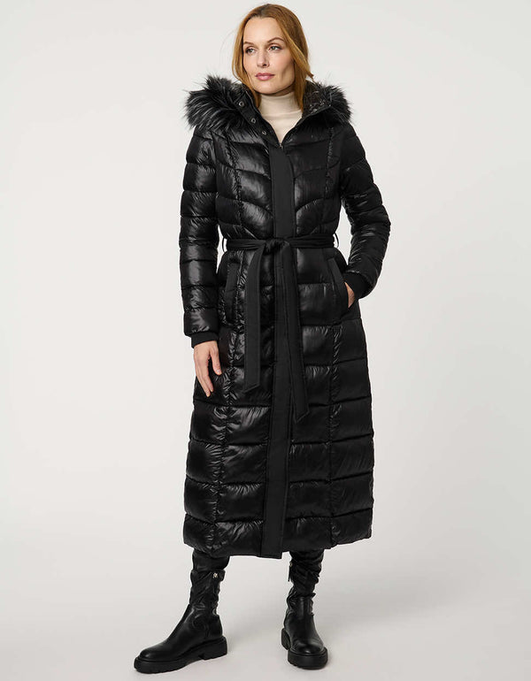 bernardo Jetsetter Vegan Fur Trim Long Puffer Coat