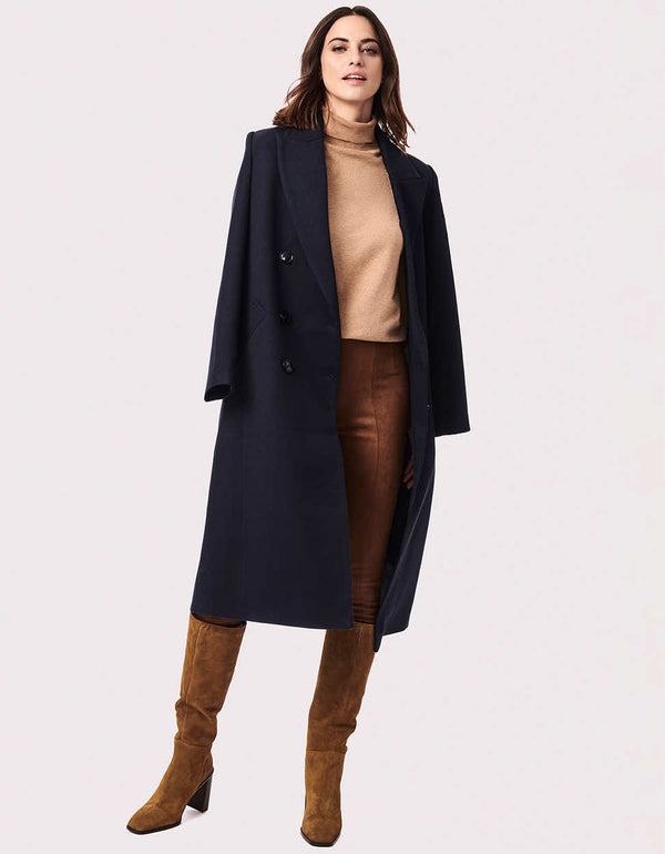 Bernardo London Long Vegan-Wool Coat