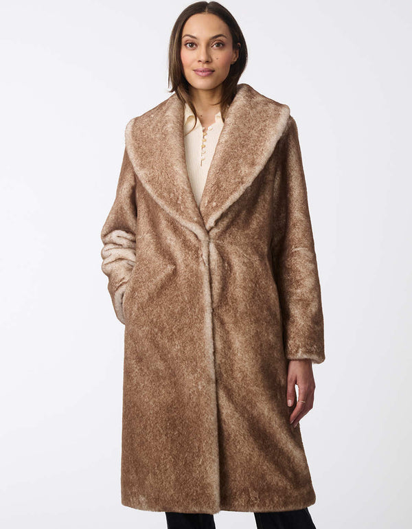 Bernardo Luxe Plush Faux Fur Coat