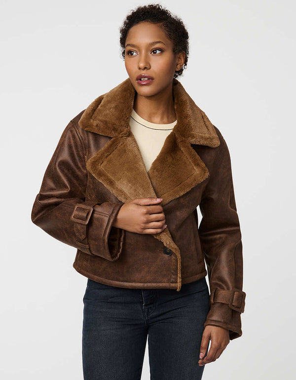 Bernardo Marlowe Suede And Faux Fur Jacket
