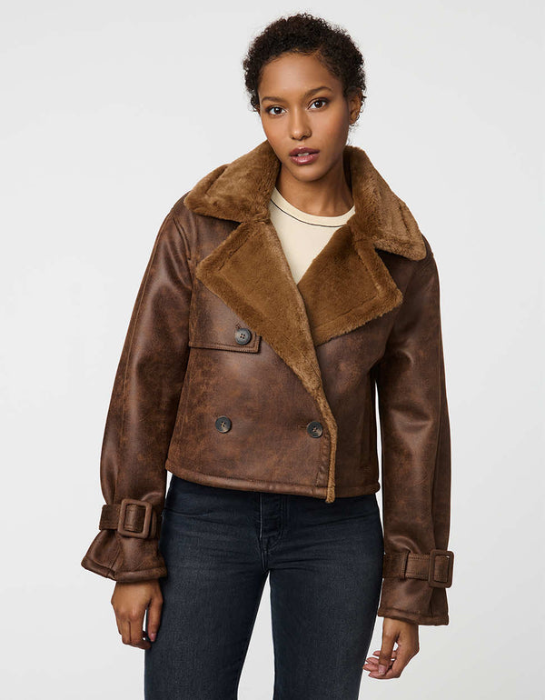 bernardo Marlowe Suede and Faux Fur Jacket