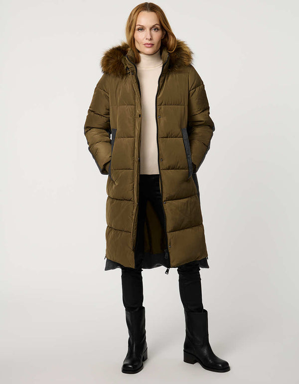 Bernardo Outdoorsy Wool Combo Puffer Coat