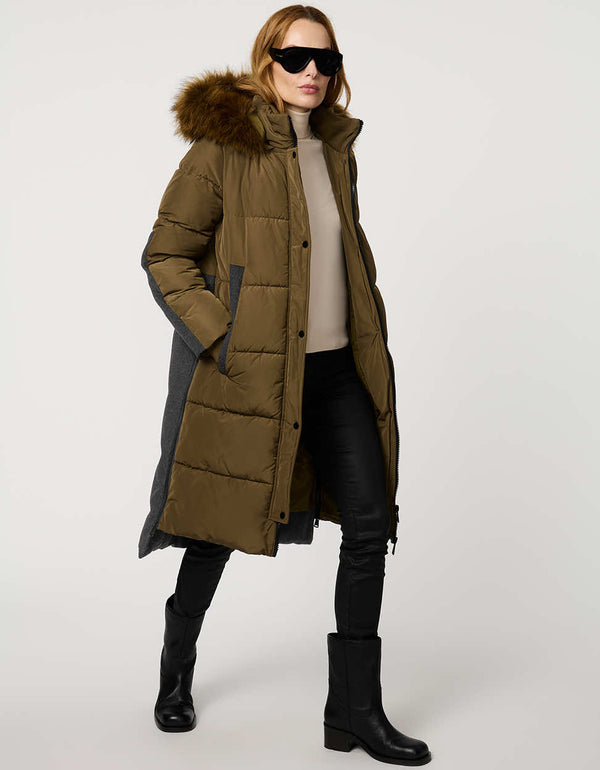 bernardo Outdoorsy Wool Combo Puffer Coat