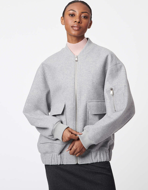 Bernardo Oversized Wool Bomber Jacket