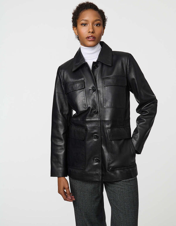 Bernardo Sinclair Leather Shirt Jacket