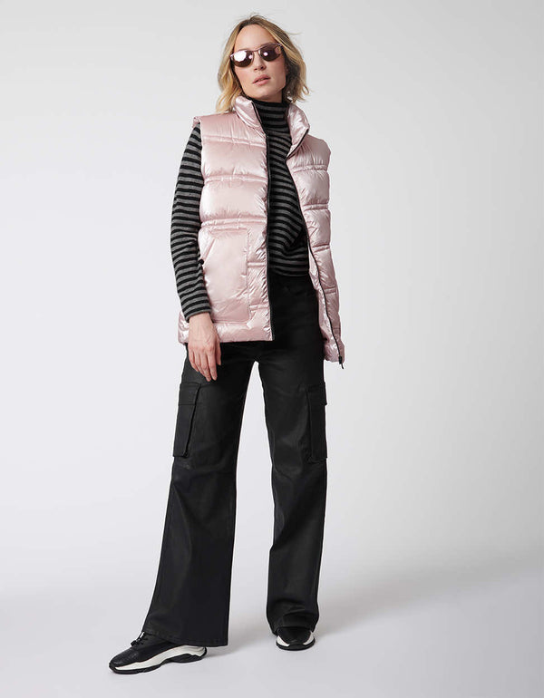 bernardo Breast Cancer Awareness Metallic Puffer Vest