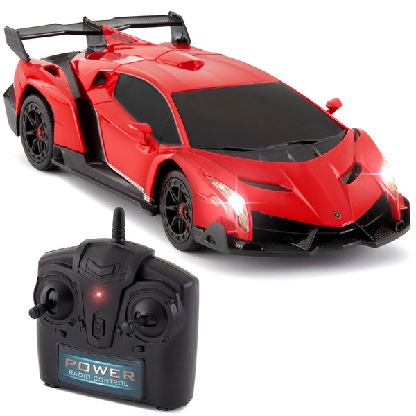 best choice 1/24 Kids RC Lamborghini Veneno Racing Car Toy w/ Lights Shock Suspension