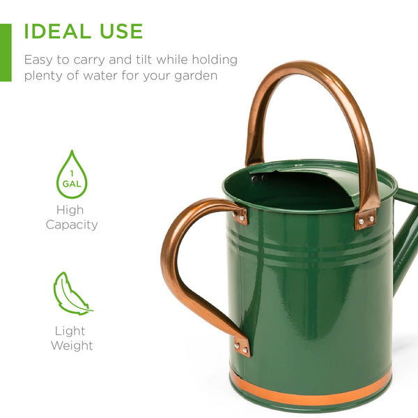 Best Choice 1-Gallon Galvanized Steel Watering Can W/ O-Ring Top Handle