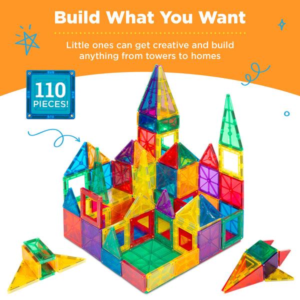 Best Choice 110-Piece Kids Magnetic Tiles STEM Construction Toy Building Block Set