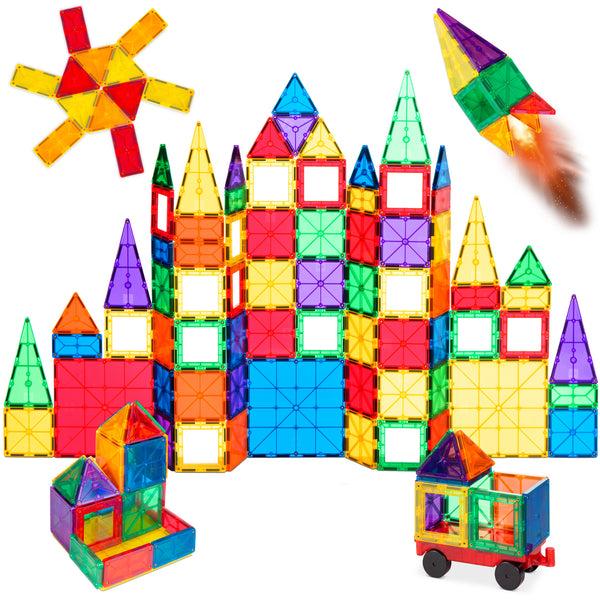 best choice 110-Piece Kids Magnetic Tiles STEM Construction Toy Building Block Set