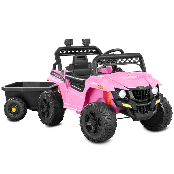best choice 12V Kids Ride-On UTV and Trailer w/Parent Remote Control LED Lights