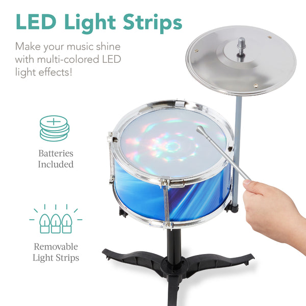 Best Choice 18-Piece Kids Beginner Drum Kit Musical Instrument Toy Set W/ LED Lights