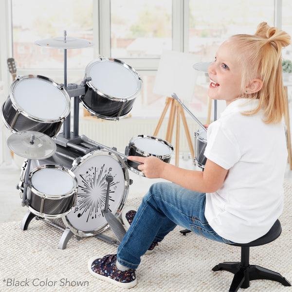 Best Choice 18-Piece Kids Beginner Drum Kit Musical Instrument Toy Set W/ LED Lights