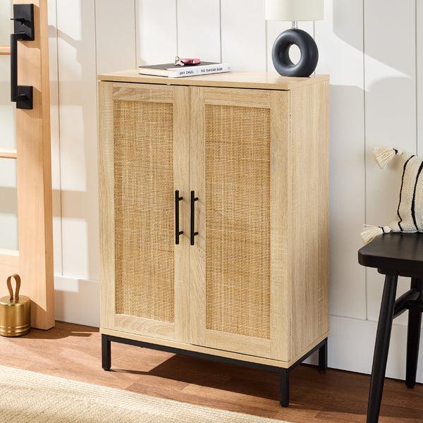 Best Choice 2-Door Natural Rattan Storage Cabinet W/ Adjustable Shelves - 34 X 24in