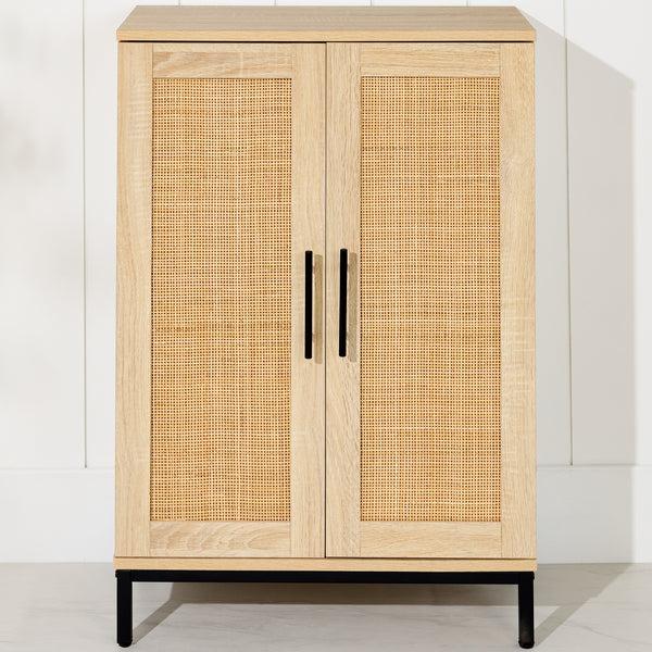 best choice 2-Door Natural Rattan Storage Cabinet w/ Adjustable Shelves - 34 x 24in