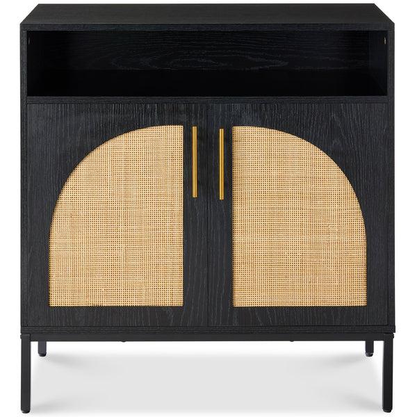 best choice 2-Door Rattan Cabinet Buffet w/ Cord Cutout & Storage Shelf Natural