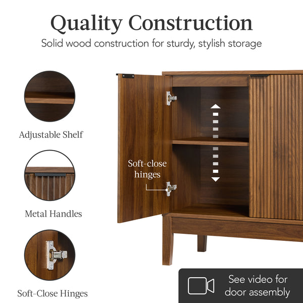 Best Choice 2-Door Reeded Storage Cabinet Accent Furniture Sideboard