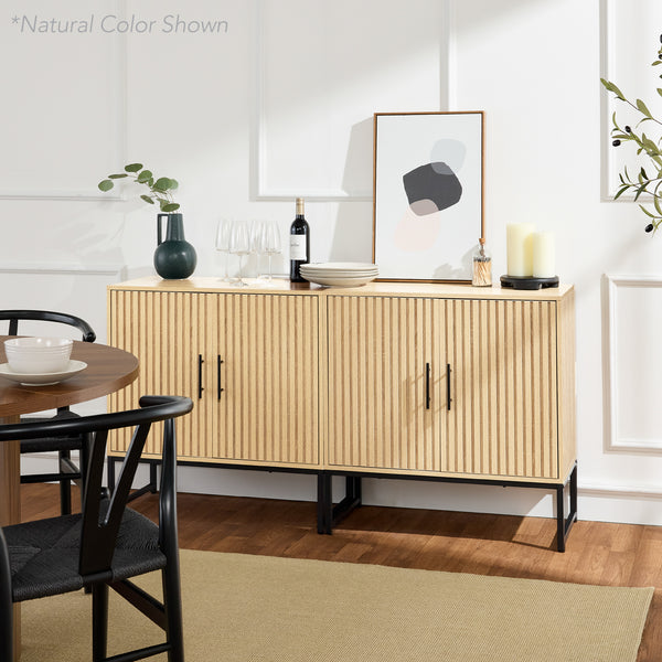 Best Choice 2-Door Slatted Storage Cabinet Accent Furniture W/ Foot Pads