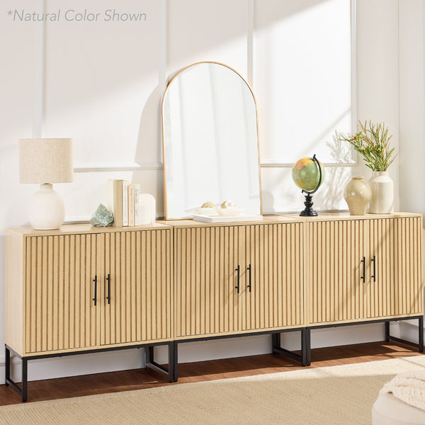 Best Choice 2-Door Slatted Storage Cabinet Accent Furniture W/ Foot Pads
