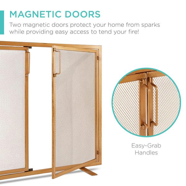 Best Choice 2-Door Wrought Iron Fireplace Screen W/ Magnetic Doors - 38.5x41in